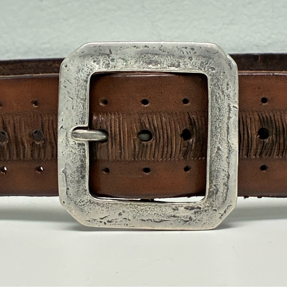 John Varvatos Collection Brown Leather Belt Size 34 - Picture 3 of 8